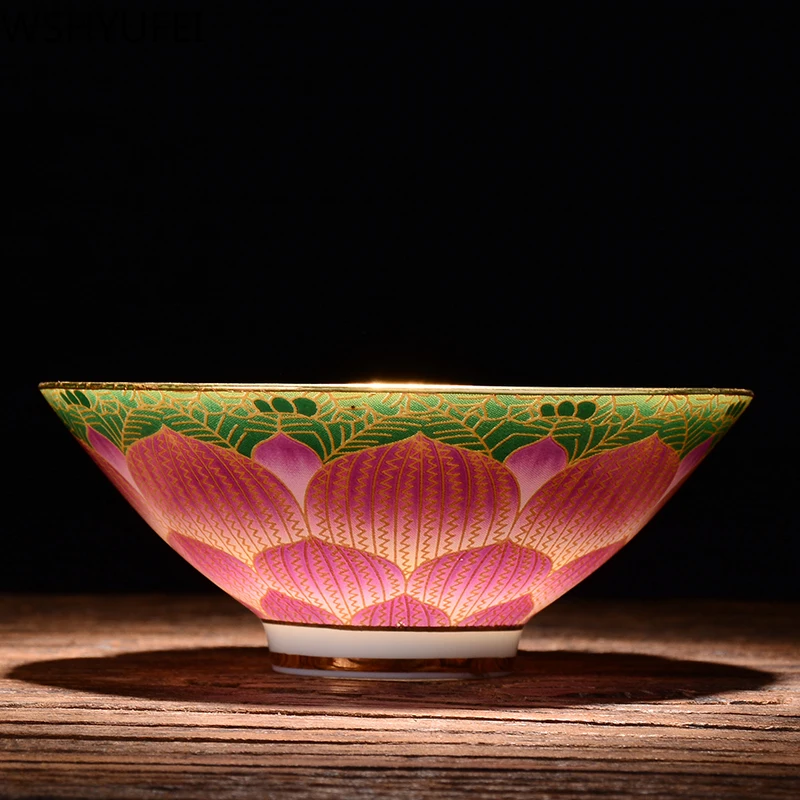 Jingdezhen ceramic enamel tea bowl Kungfu small tea cup Travel portable tea set Office household drinking utensils WSHYUFEI