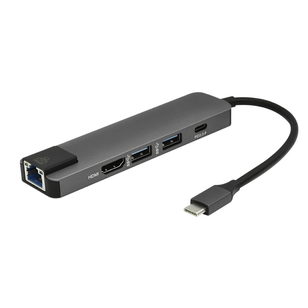 5 в 1 концентратор USB Type C Hdmi 4K Gigabit Ethernet Rj45 Lan адаптер для Mac book Pro Thunderbolt 3 зарядное