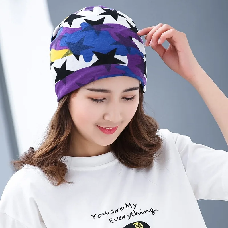 

female thin breathable chemotherapy hat head bald cotton turban windproof month cap tide flower girls spring beanies