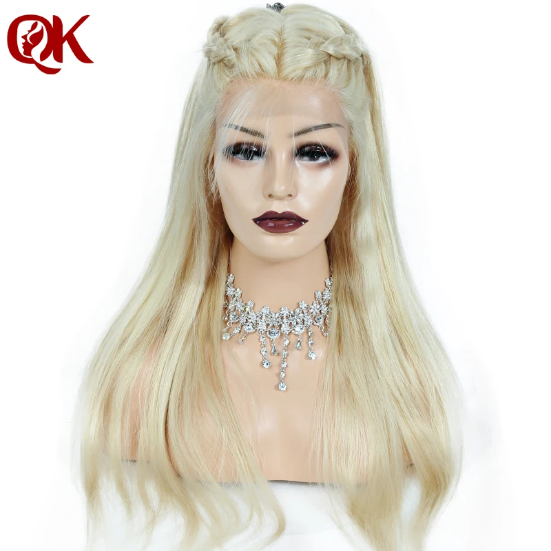QueenKing волосы бразильские светлые человеческие волосы 130% плотность полный кружево 613 шелковистые прямые волосы Remy парики для женщин
