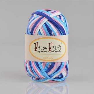 Blue Pink White Модный космический краситель необычный плоский пояс хлопчатобумажная пряжа для вязания 6 шариков 300 г/лот - Цвет: Blue Pink White