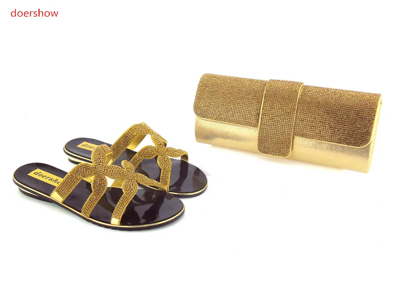doershow High quality Italian shoes and bags to match women italian shoes with matching bag gold Factory direct sales !HZO1-11