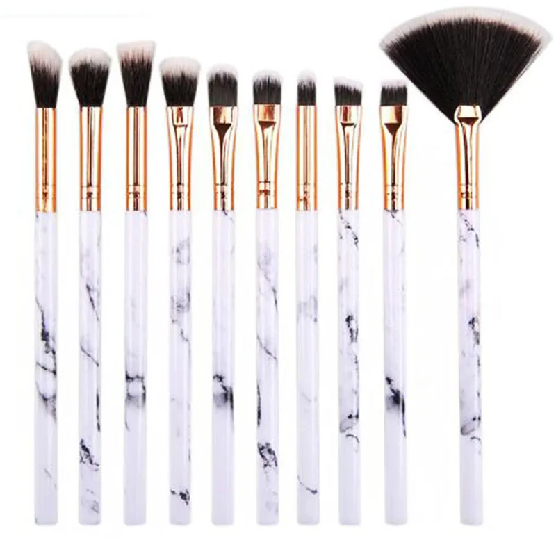 

10 Pcs/Set Brand Marbling Makeup Brushes Professional Foundation Eyebrow Eyeliner Blush Cosmetic Concealer Brushes Beauty Tools