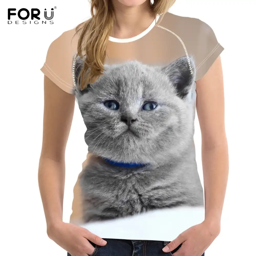 Forudesigns Funny British Shorthair Cat Kitten Print Woman Summer