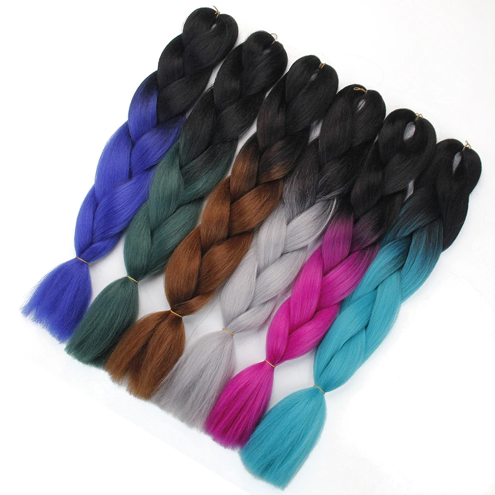Hair Braid Synthetic Hair Extensions Jumbo False Braid Ombre Braiding Hair Pink Grey Blue Color Hair Braid Synthetic Hair Extensions Jumbo False Braid Ombre Braiding Hair Pink Grey Blue Color