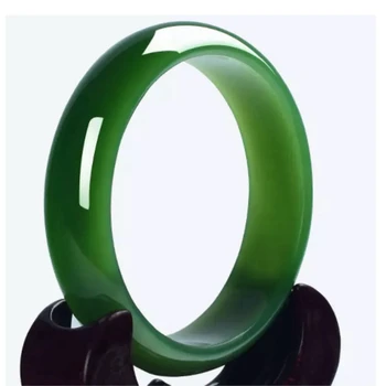 

Fine Jewelry Chinese Natural Beautiful Emerald Green Nephrite Jade Bangle 56-66mm Inner Diameter Grade A High Quality Women Gift