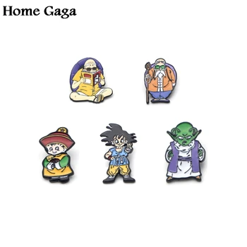 

20pcs/lot Homegaga cartoon enamel brooch Anime Kame-Sen'nin Son goku Piccolo Metal Zinc pins medal para clothes badges D0863