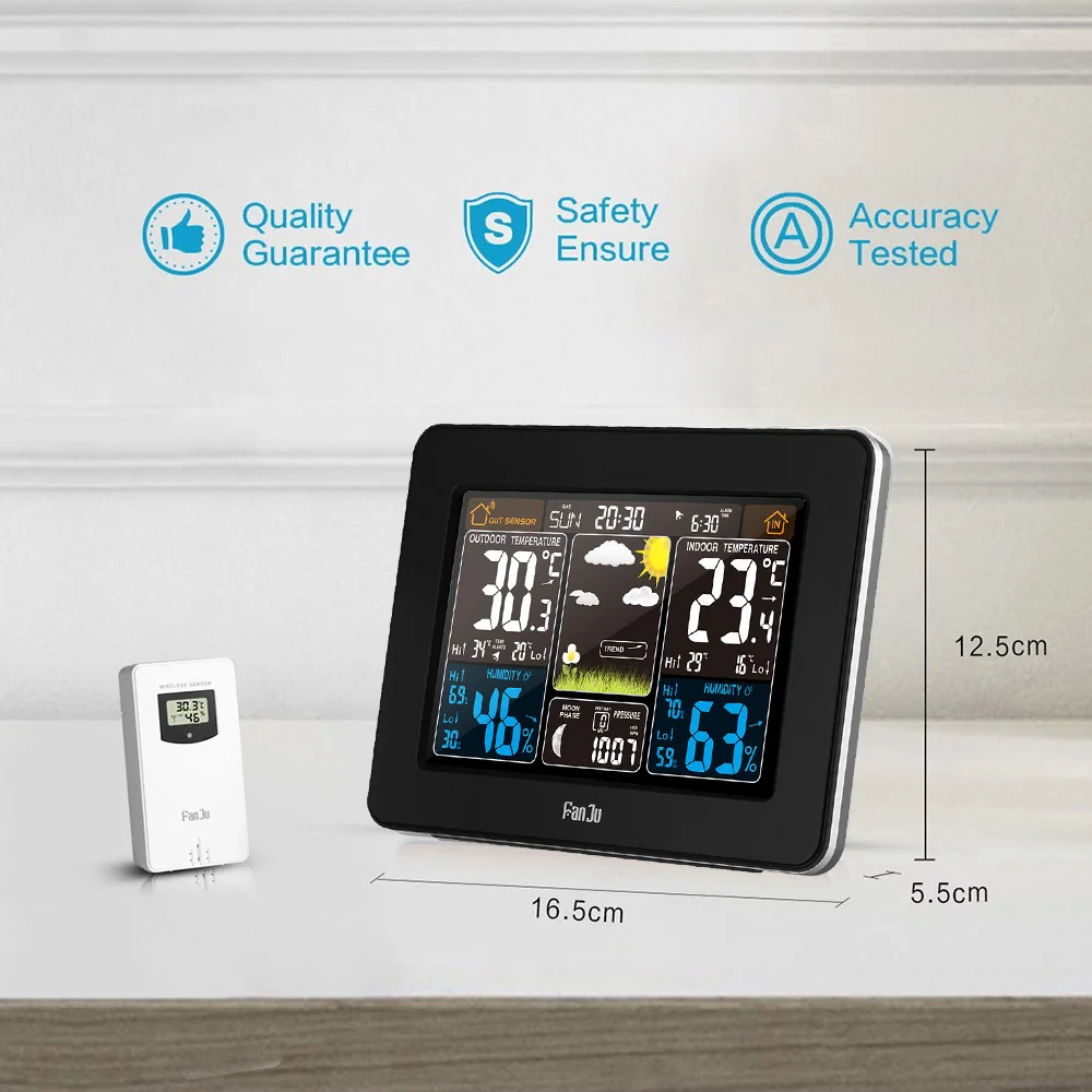 FanJu FJ3365B Wireless Weather Station Color Forecast with Outdoor Sensor