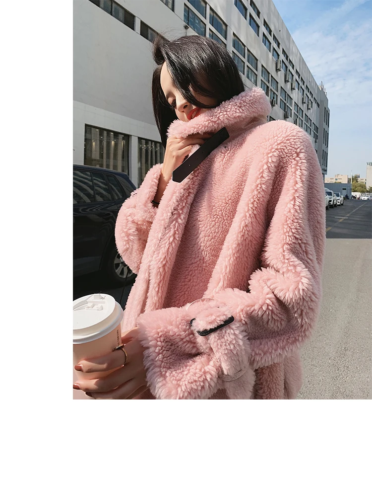 Real Fur Coat Women Korean Sheep Shearling Winter Coat Women Lamb Fur Jacket Windbreaker Abrigos Mujer Invierno MK188YY579