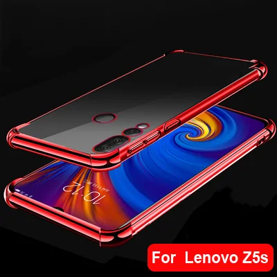 Мягкий ТПУ чехол для lenovo Z5s чехол s Ультра тонкое прозрачное покрытие блестящий чехол для lenovo Z 5S Z5 s смешанный силиконовый чехол для телефона - Цвет: Красный