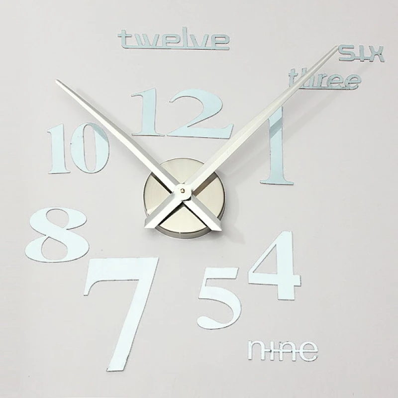Wall Clock Home Decor Extra Large Mirror Face Quiet Quartz Movement DIY 3D | Дом и сад