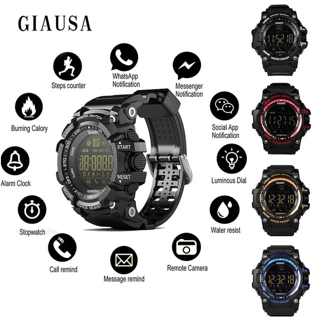 

GIAUSA Smart Watch EX16 clock IP68 Waterproof men Smart Electronics Call Message Reminder Alarm clock For IOS Android Phone GT08