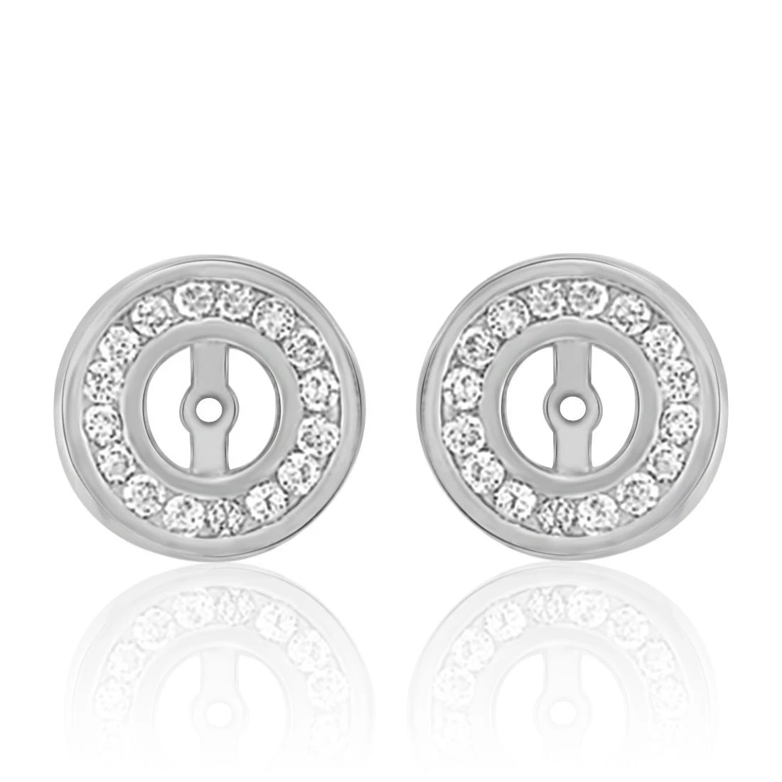 1/2CT Diamond Studs Jackets Earring Enhancers 14K White Gold Channel Set (2)