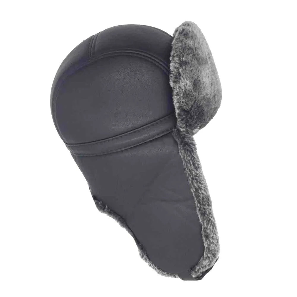 

Winter bomber hat artificial leather Russian earmuffs men's pilot aviator cap outdoor snow cap