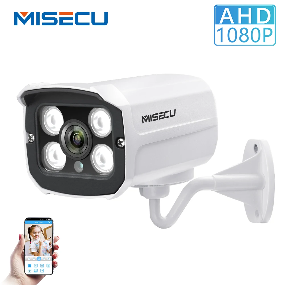 MISECU 1080P 2.0MP Full HD CCTV AHD IP66 наружная Водонепроницаемая Металлическая Цилиндрическая камера видеонаблюдения CCTV 4 шт. Массив ИК светодиодов