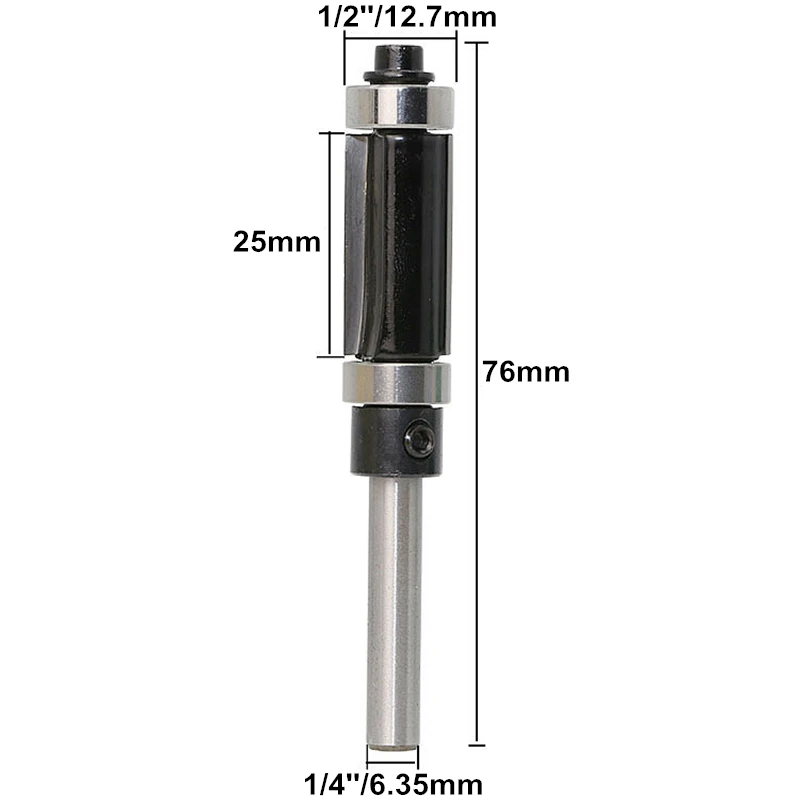 RCT узор/заподлицо фрезы 1/4 ''хвостовик верхний и нижний подшипник резец древесины 1 шт. для деревообрабатывающих инструментов из твердой древесины - Длина режущей кромки: Black