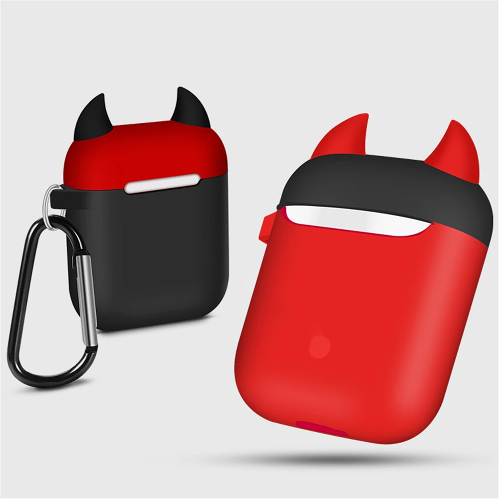 Силиконовый Bluetooth беспроводной чехол для наушников Маленький Дьявол противоударный утолщенный защитный чехол Аксессуары для Apple Airpods