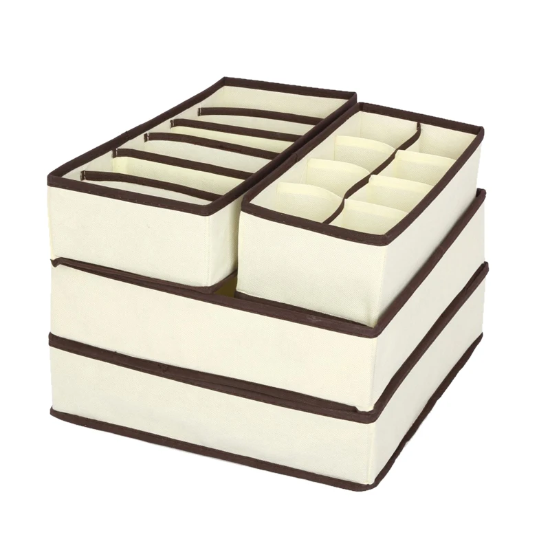 

U-miss 4PCS Storage Boxes for Ties Socks Shorts Bra Underwear Divider Drawer Lidded Closet Organizer Ropa InteriorOrganizer