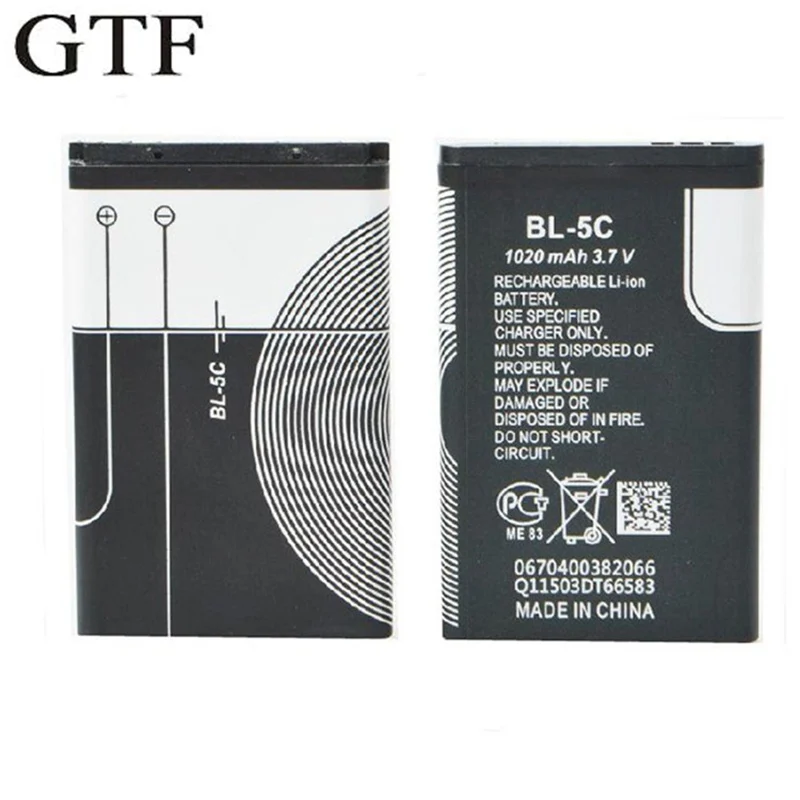 

GTF 3.7V 1020mah Battery for Nokia phone battery small speaker with card radio battery BL-5C Cell Li-polymer batteries