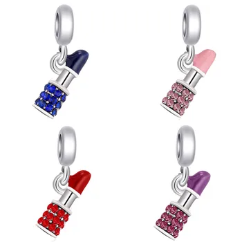 

Fresh Style 6 Colors Crystal Lipstick DIY Beads Fit Original Pandora Charms Bracelets Jewelry for Women Valentine's Day Gifts