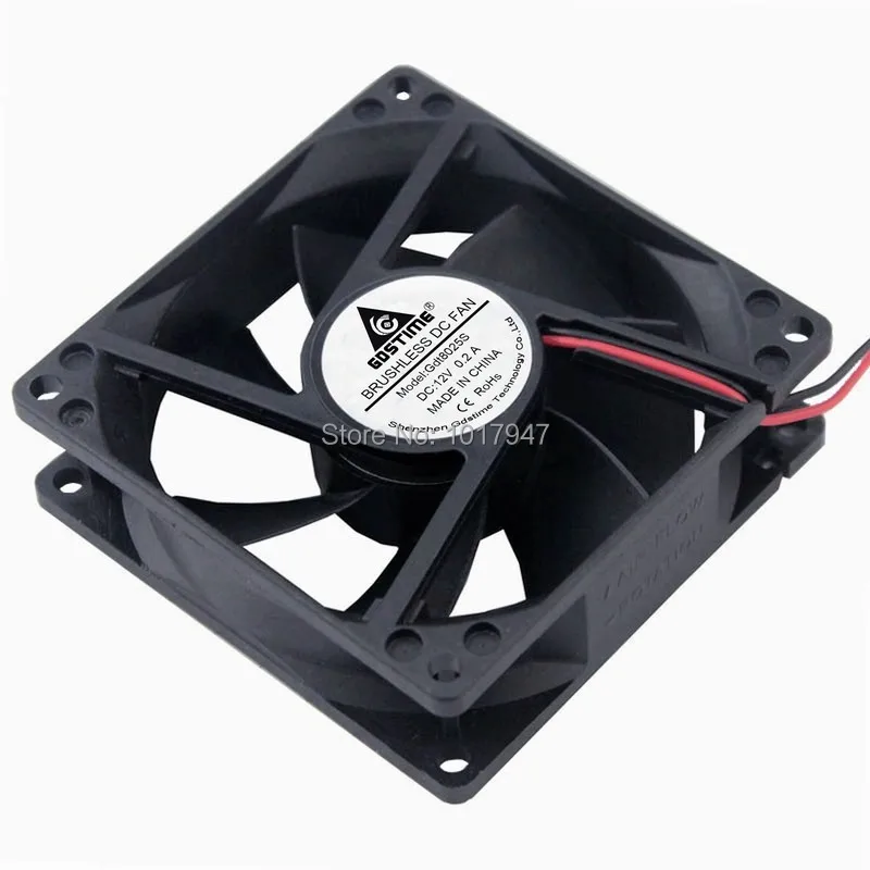 

1 шт. Gdstime DC 12 В 2Pin 8 см 80 мм 80x80x25 мм 8025S кулер для ПК Радиатор двигателя Вентилятор охлаждения