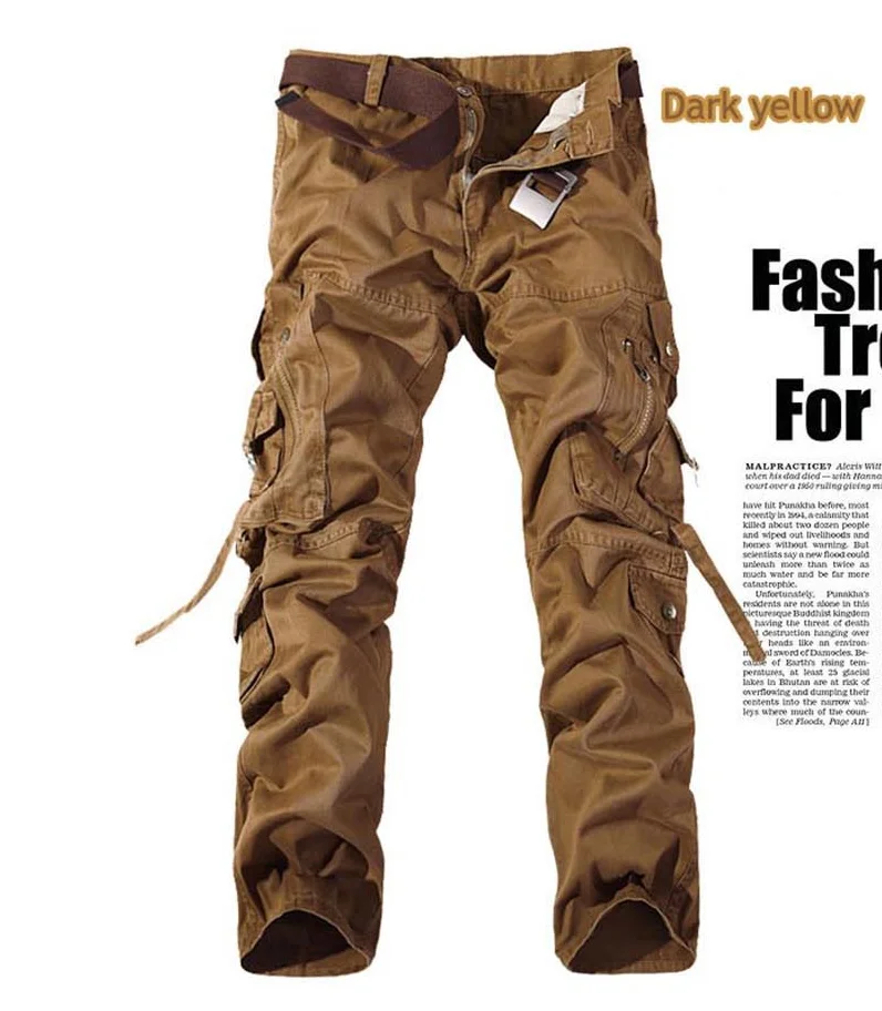 

2019 Overalls Men's Cargo Pants Commandos Style Tactical Leisure Loose Multi-Pockets Full Length Men's Plus Size Casual Trousers
