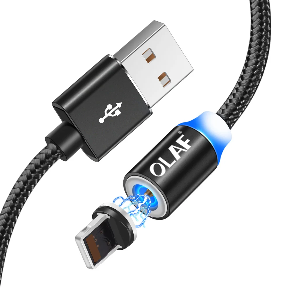 Магнитный usb-кабель Олаф 1 м 2 м нейлоновый Магнитный кабель для быстрой зарядки Micro USB type-C для iphone 7 X Xs Max samsung S9 huawei Xiaomi