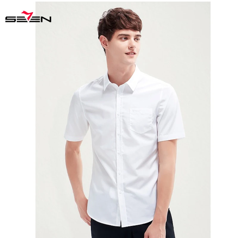 Seven7 Лето 2019 новая деловая повседневная с коротким рукавом одежда Slim Fit Мужская