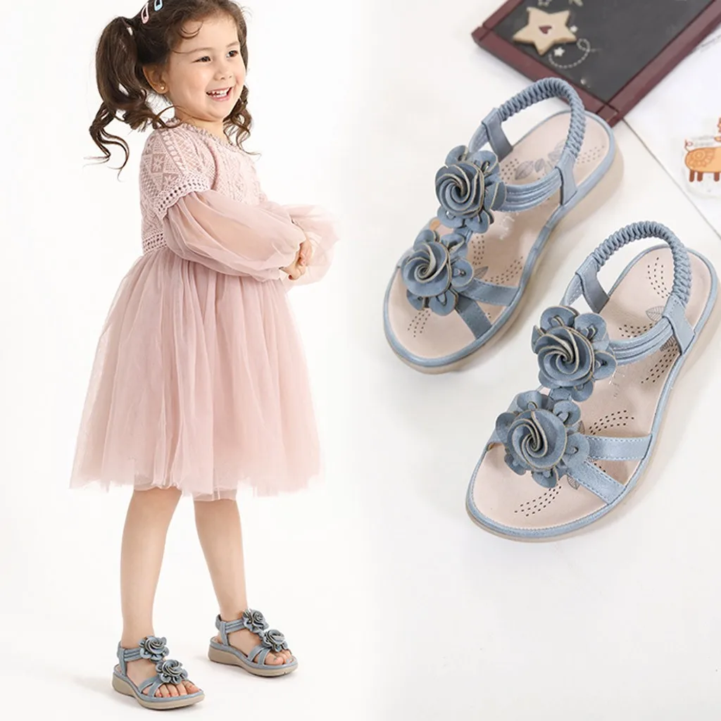 Children Girls Kids Sandals Shoes Bohemian Beach Casual Flower Summer Toddler Baby Sandals Princess Flat Shoes