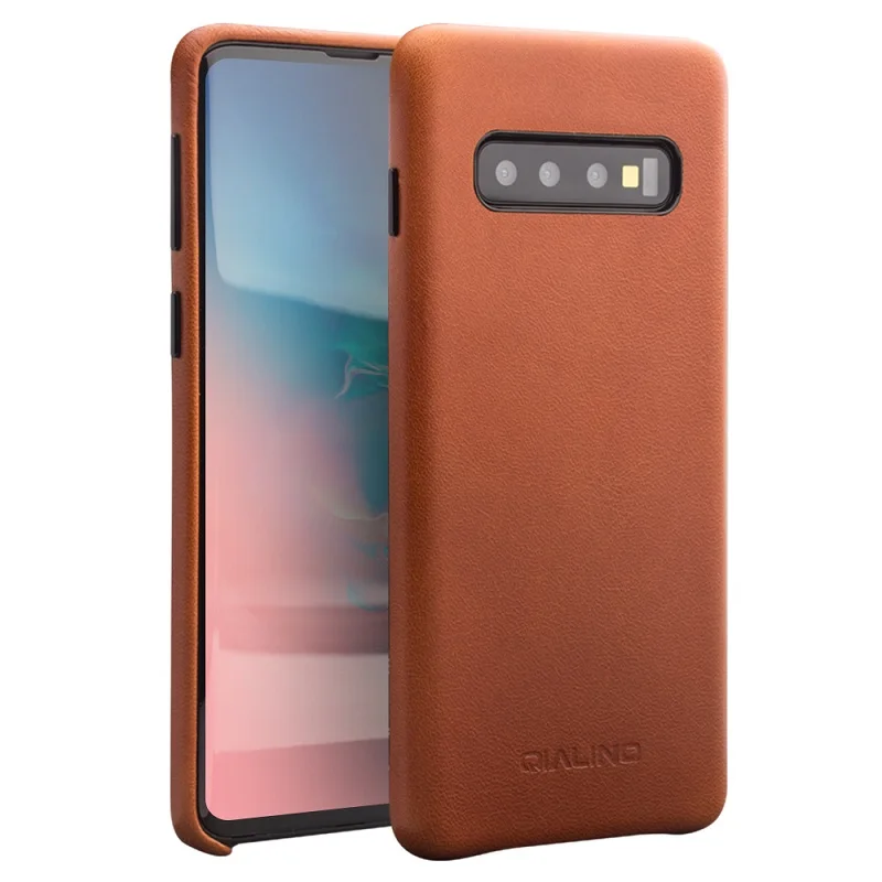 QIALINO Стильный чехол из натуральной кожи для телефона samsung Galaxy S10 Plus 6,4 дюймов ручной работы ультра тонкий задняя крышка для Galaxy S10 - Цвет: Brown