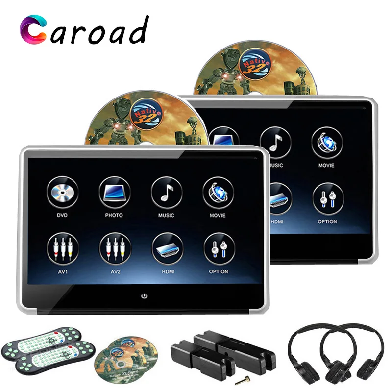 Caroad 2 шт. 11 6 дюймов подголовник автомобиля ips Экран монитор HD 1080 P видео сенсорный