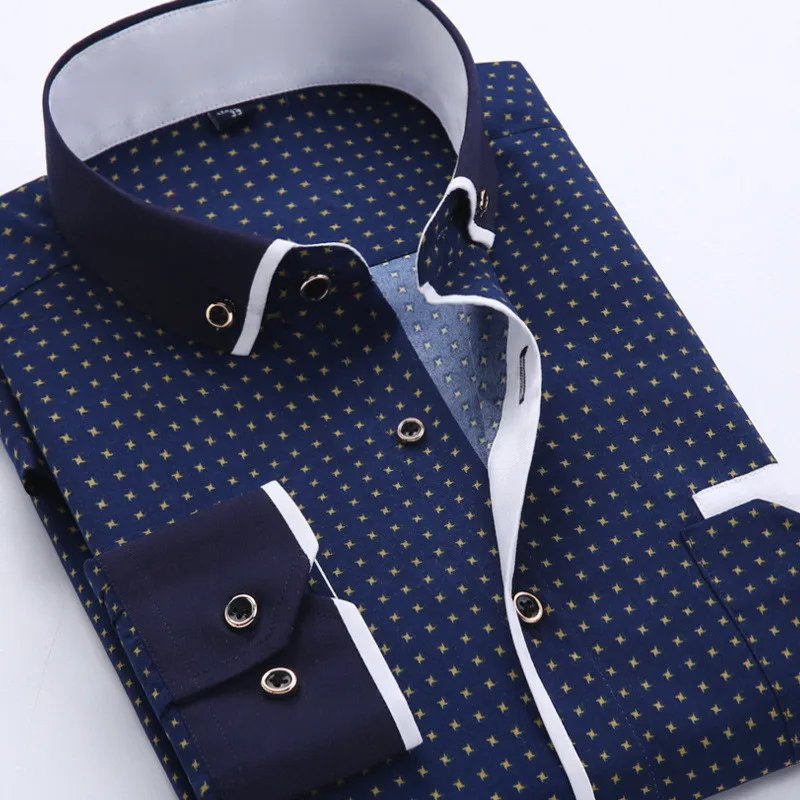 Big Size 4XL Men Dress Shirt 2016 New Arrival Long Sleeve Slim Fit Button Down Collar High Quality Printed Business Shirts M014 Big Size 4XL Men Dress Shirt 2016 New Arrival Long Sleeve Slim Fit Button Down Collar High Quality Printed Business Shirts M014