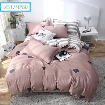 

BEST.WENSD 2019 bed ab side bedding Bedding for Valentine's Day Bedroom heart-shaped bed cover set Striped bed sheets 3/4pc set