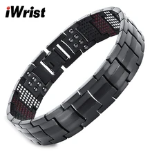 IWrist Магнитный чистый титановый браслет для мужчин черный 4в1-ve ионы Германий инфракрасные браслеты повышают циркуляцию крови