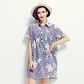 2016 New Summer Fashion Print Embroidery National Small Blouse Shirt Blue 2509