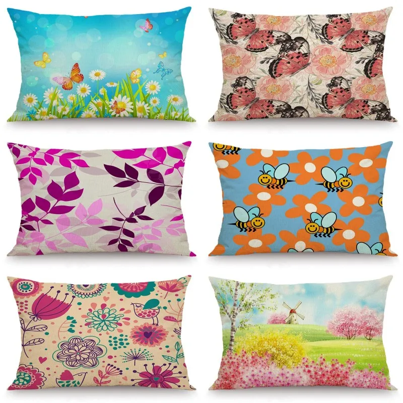 

XUNYU 30X50cm/40x60cm Cushion Cover Cartoon Flowers Pillow Case Kids Room Decorative Throw Pillow Cover for Sofa Bedroom JX017