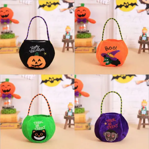

2018 New Halloween Pumpkin Boo Trick Or Treat Portable Candy Bag Tote Bucket Basket Kids Play Bags