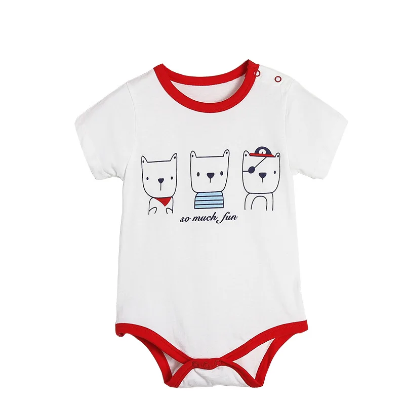 Newborn Cartoon Dog Pattern Unisex Baby 100% Cotton Tights Short Sleeve Baby Summer Costume Set 0-36M  baby bodysuit baby