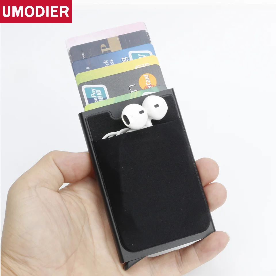 

Umodier Aluminum Anti Rfid Reader Blocking Bank Credit Card Holder Protection 3M Adhesives Card Sticker Pocket Women Men Pouch