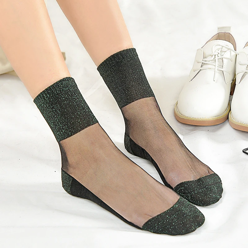 Arherigele/1 пара, летние прозрачные женские носки, тонкие короткие носки из блестящего прозрачного стекла, женские нейлоновые носки, Calcetines Mujer