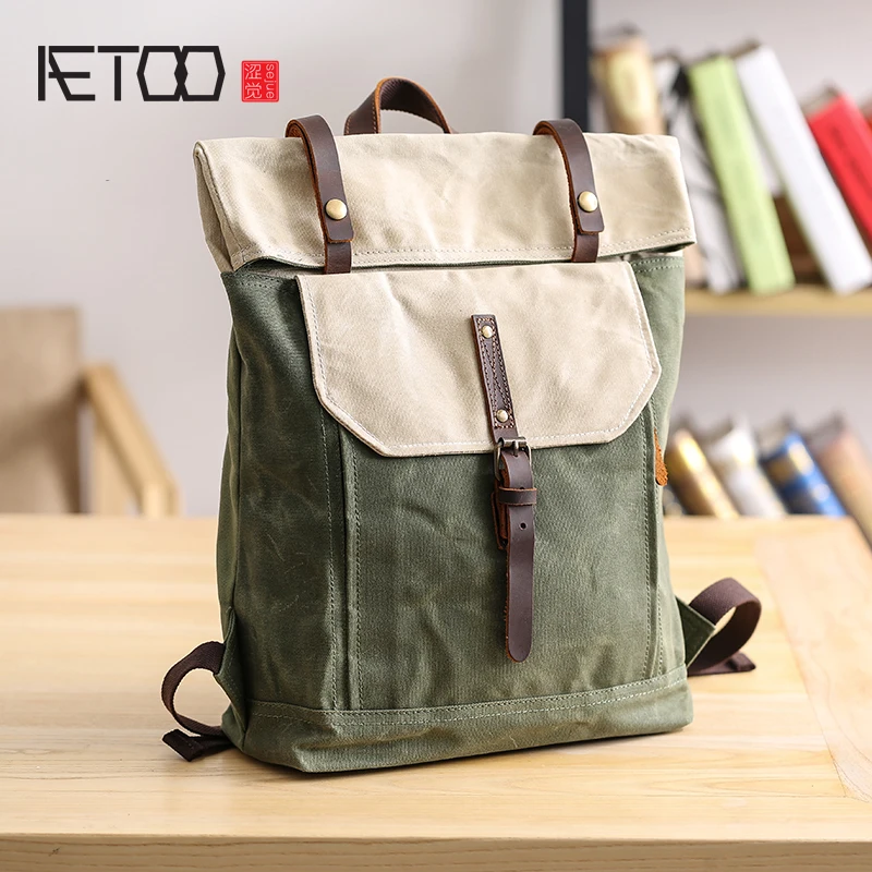 

BJYL College wind men and women double shoulder bag Canvas backpack computer bag casual fashion bag