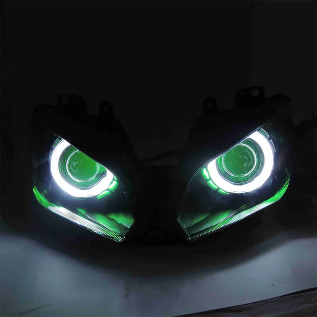 KEMiMOTO Angel Eye HID Projector Motorcycle Headlight Assembly for