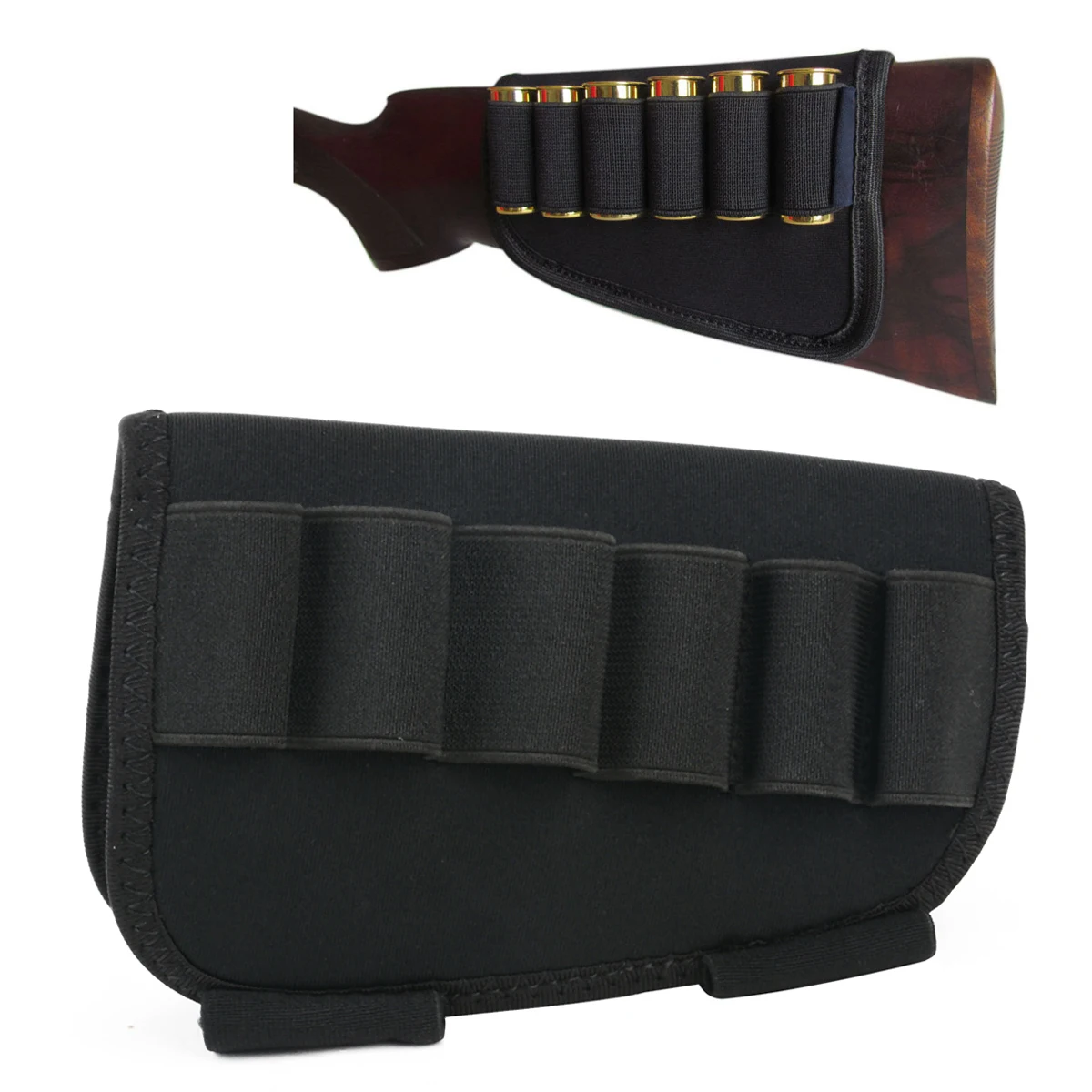 

Mayitr Pouches Accessories Cartridges Bullet Holder Ammo Carrier 6 Shell Loops Buttstock Neoprene for Hunting
