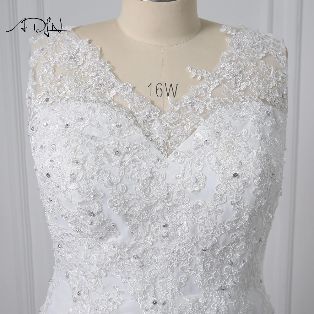 ADLN размера плюс свадебные платья v-образным вырезом аппликация бисером невесты платье Индивидуальные шифон пляж свадебное платье Vestidos de Novia
