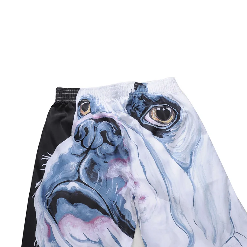 Riinr 2018 Mode Neuen Ankunft männer Strand Shorts Hohe Qualität Urlaub Strand Shorts Bulldog 3D Druck Männer Knielange hose