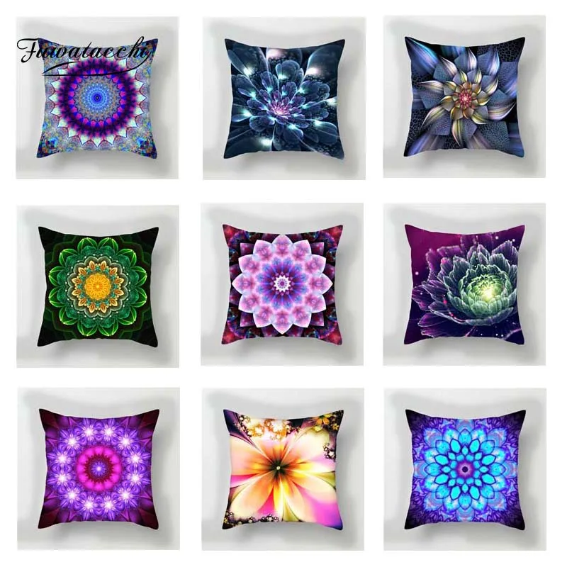 

Fuwatacchi Colorful Floral Cushion Cover Mandala Soft Throw Pillow Cover for Sofa Chair Pillow Case Decorative Pillowcase 2019