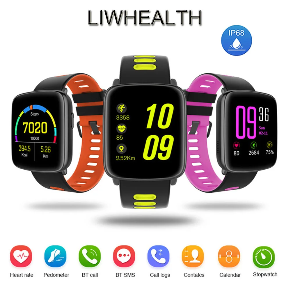 

Color IP68 Smart Watch Bluetooth Phone Call Heart Rate Monitor Montre Connect Men/Women For IOS/Pebblea/Huawei Smartwatch MIC