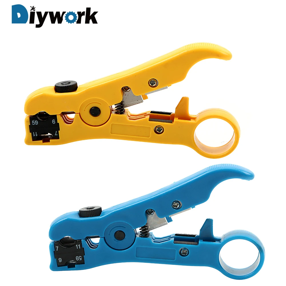 

DIYWORK for UTP/STP RG59 RG6 RG7 RG11 Cable Wire Pliers Cutter Striper Multi-functional Electric Stripping Tools