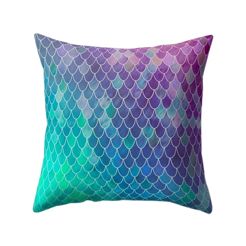 

Pillowcase Gold Shining Little Mermaid Fish Scale Decorative Throw Pillow Chair Home Peach-skin Pillowcases