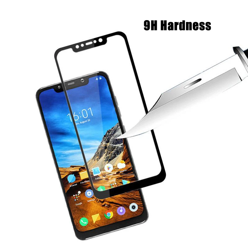 Закаленное стекло с полным покрытием для Xiaomi Poco F1 2 шт. защита экрана защитная